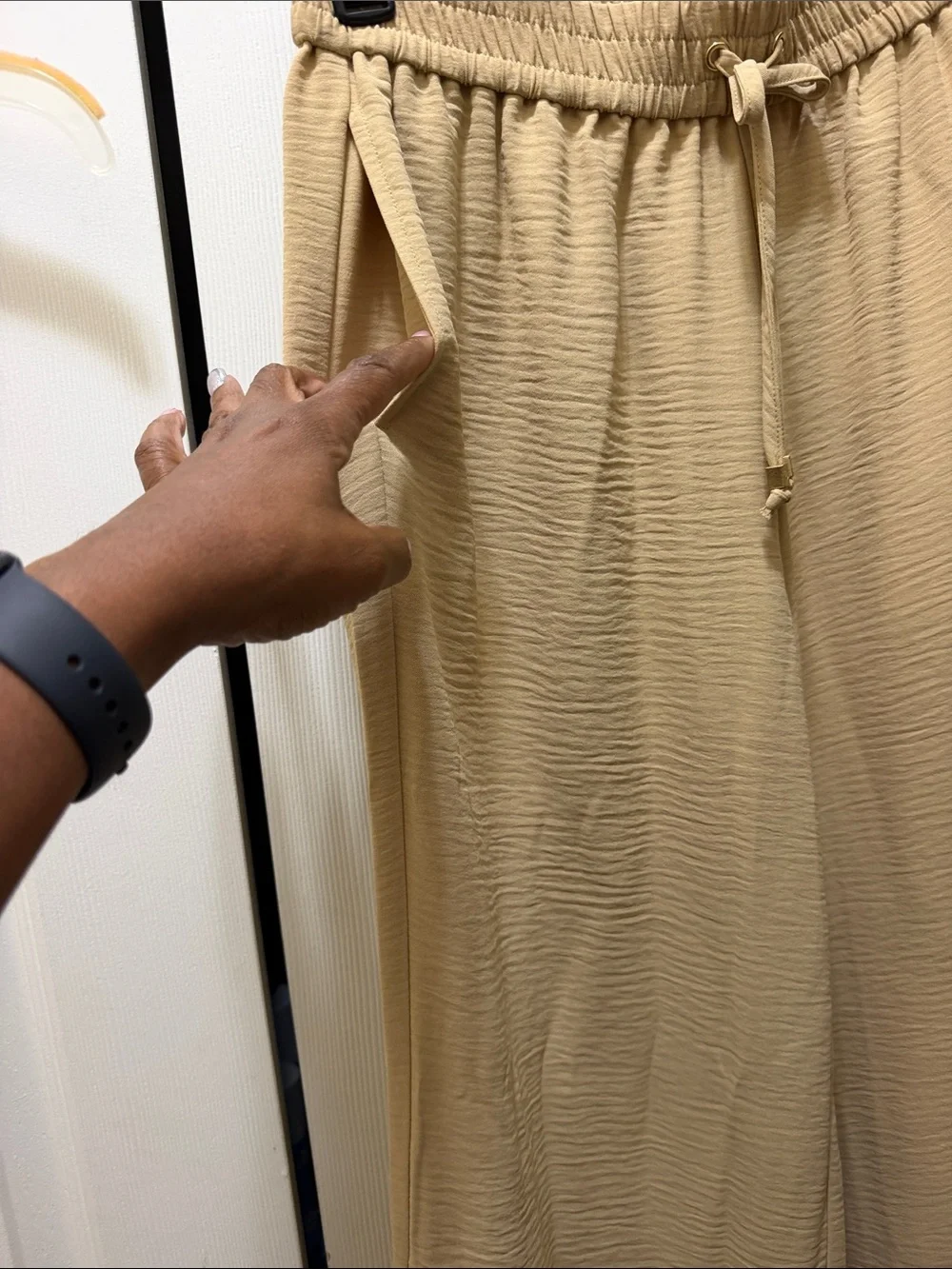 Michael Kors Beige Wide-Leg Drawstring Pants